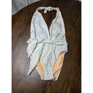 Silver One piece Newport News Swim Women size 10 Style: C2953